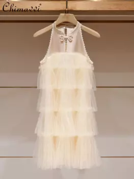 Женское платье с открытыми плечами, свободное ТРАПЕЦИЕВИДНОЕ кружевное платье с открытыми плечами и лямкой на шее