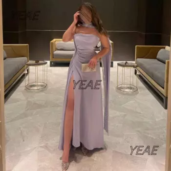 Женское платье с разрезом сбоку, без бретелек