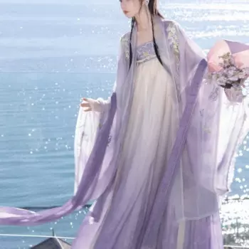 Женское платье с ремешком на груди, фиолетовое традиционное ежедневное платье Hanfu с цветами розы