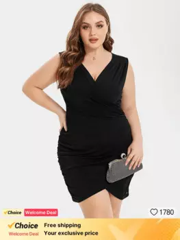 Женское платье с V-образным вырезом, без рукавов