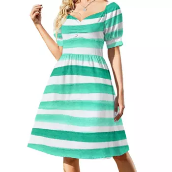 Женское платье с V-образным вырезом, в полоску