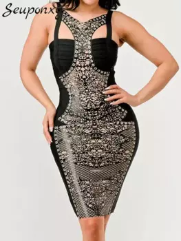 Женское платье с V-образным вырезом, без рукавов