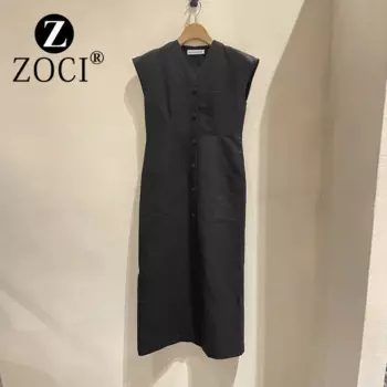 Женское платье с V-образным вырезом, без рукавов