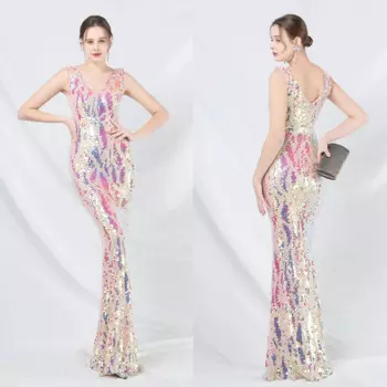 Женское платье с V-образным вырезом и юбкой-годе