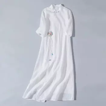 Женское платье с вышивкой, коротким рукавом