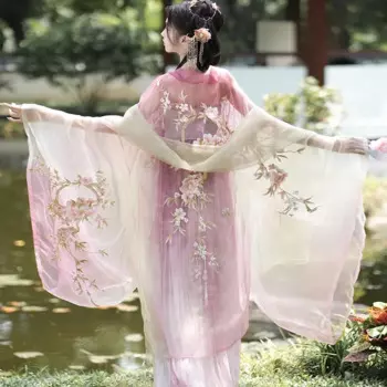 Женское платье с вышивкой в виде Цветка Персика