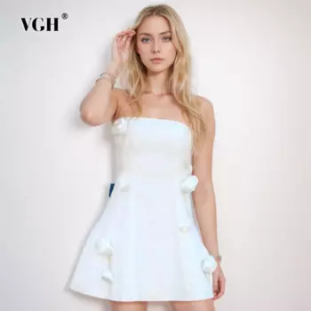 Женское платье с высокой талией, со стразами