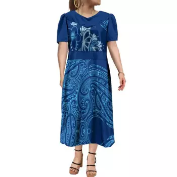 Женское платье с завышенной талией и принтом, Пышное Платье с коротким рукавом