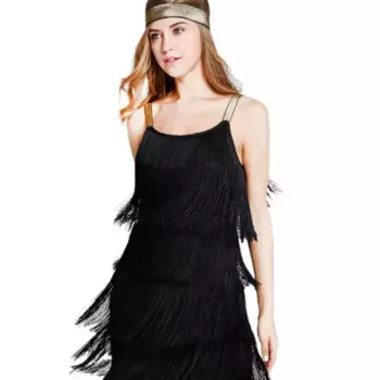 Женское платье-трапеция без рукавов с кисточками