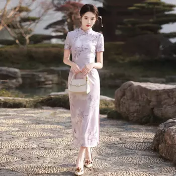 Женское платье в китайском стиле, с вышивкой