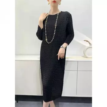 Женское плиссированное платье миди Miyake, летнее высококачественное платье ручной работы с рукавами «летучая мышь», 2024