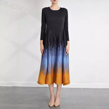 Женское плиссированное платье с длинным рукавом YUDX Miyake