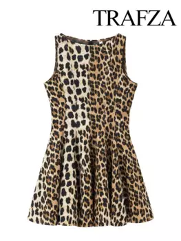 Женское плиссированное платье с круглым вырезом, без рукавов