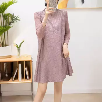 Женское плиссированное платье, свободное плиссированное платье с вышивкой, большие размеры, весна-лето 2024