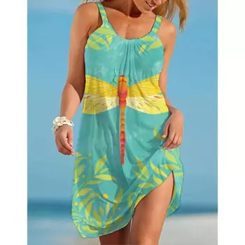 Женское пляжное платье без рукавов, с круглым вырезом
