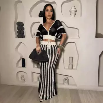 Женское пляжное платье с V-образным вырезом, в полоску