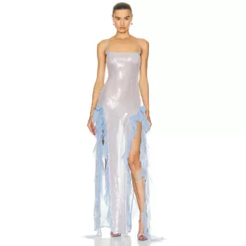 Женское Полупрозрачное платье-комбинация с блестками