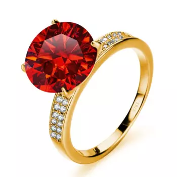 Женское позолоченное кольцо с муассанитом, из серебра 925 пробы