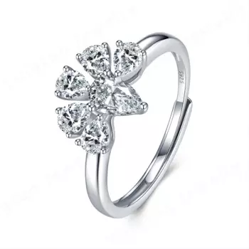 Женское регулируемое кольцо из серебра 925 пробы, с муассанитом