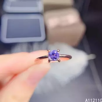 Женское регулируемое кольцо из серебра 925 пробы с квадратным танзанитом