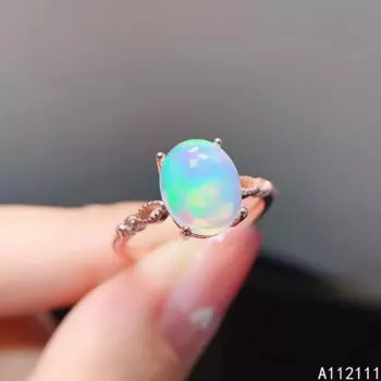 Женское регулируемое кольцо из серебра 925 пробы с овальным белым опалом