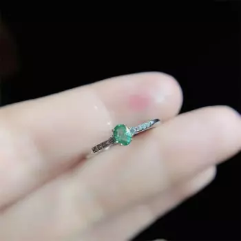 Женское регулируемое кольцо из серебра 925 пробы с изумрудом, 4 х3 мм