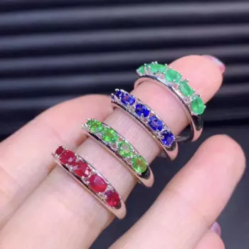 Женское серебряное кольцо с драгоценным камнем, четыре цвета
