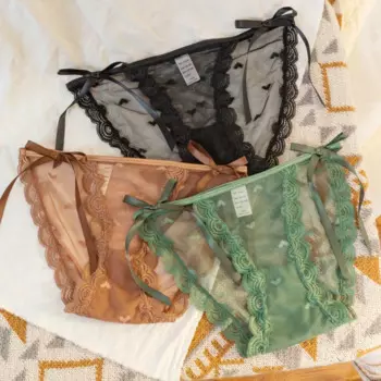 Женское сексуальное кружевное белье трусики нежные мягкие удобные трусики модные женские сетчатые трусы с бантом и низкой посадкой