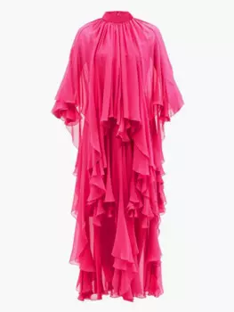 Женское шифоновое платье-миди с круглым вырезом и коротким рукавом