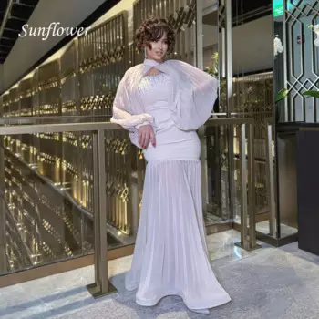 Женское шифоновое платье-Русалка с лямкой на шее, длинным рукавом