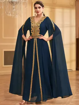 Женское шифоновое платье с длинным рукавом, в турецком стиле