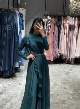 Женское шифоновое платье с длинным рукавом, длинным рукавом