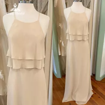 Женское шифоновое платье с лямкой на шее, без рукавов