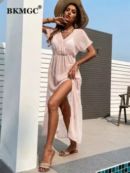 Женское шифоновое платье с V-образным вырезом и коротким рукавом