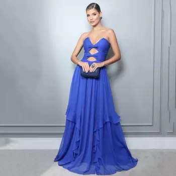 Женское шифоновое платье в пол, без рукавов