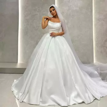 Женское свадебное платье А-силуэта, без бретелек