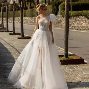 Женское свадебное платье А-силуэта, с кружевом