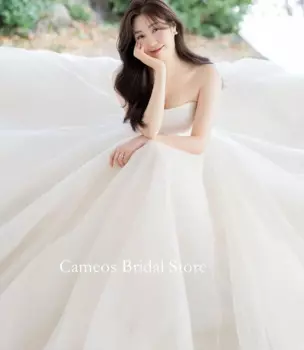 Женское свадебное платье без бретелек, из органзы