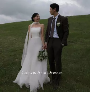 Женское свадебное платье без бретелек, из органзы