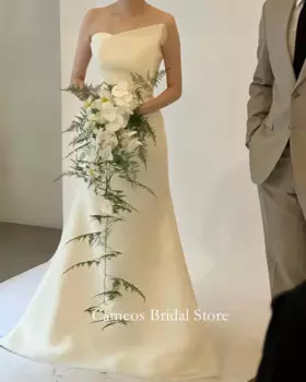 Женское свадебное платье без бретелек, из органзы