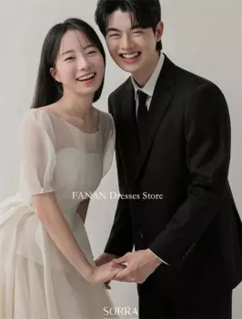 Женское свадебное платье FANAN, белое ТРАПЕЦИЕВИДНОЕ платье в пол из органзы с круглым вырезом, индивидуальный пошив