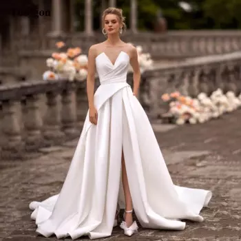 Женское свадебное платье с карманами, а-силуэт