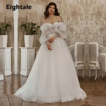 Женское свадебное платье в стиле бохо, с длинными рукавами