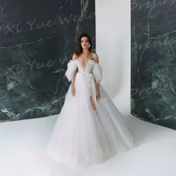 Женское свадебное платье в стиле бохо, элегантное популярное ТРАПЕЦИЕВИДНОЕ привлекательное современное платье невесты с 3D цветами, красивое милое платье