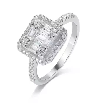 Женское Сверкающее кольцо TKJ из серебра 100% пробы с прозрачным фианитом