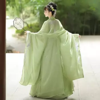 Женское традиционное китайское платье Hanfu с вышивкой, винтажный Женский карнавальный костюм Hanfu, красный, зеленый, фиолетовый цвет