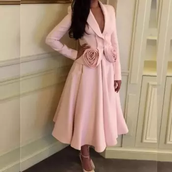 Женское ТРАПЕЦИЕВИДНОЕ ПЛАТЬЕ-миди с цветочным принтом, V-образным вырезом