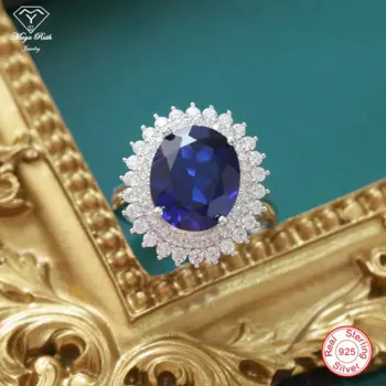 Женское Винтажное кольцо из серебра 925 пробы с сапфиром