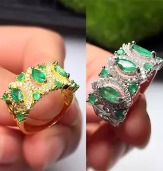 Женское Винтажное кольцо из серебра 925 пробы, с изумрудом