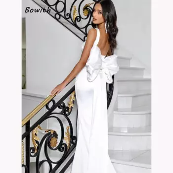 Женское вечернее платье без рукавов, с бантом